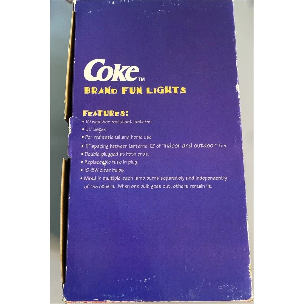 10 Vintage Coca-Cola Blow Mold String Lights Camper Outdoor Advertising w Box